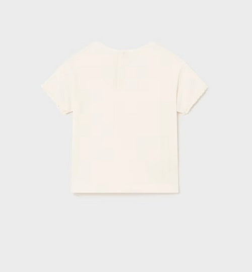 1009 Toddler Girls Sustainable Cotton Embroidered Floral Tone-on-Tone Tshirt - Chickpea