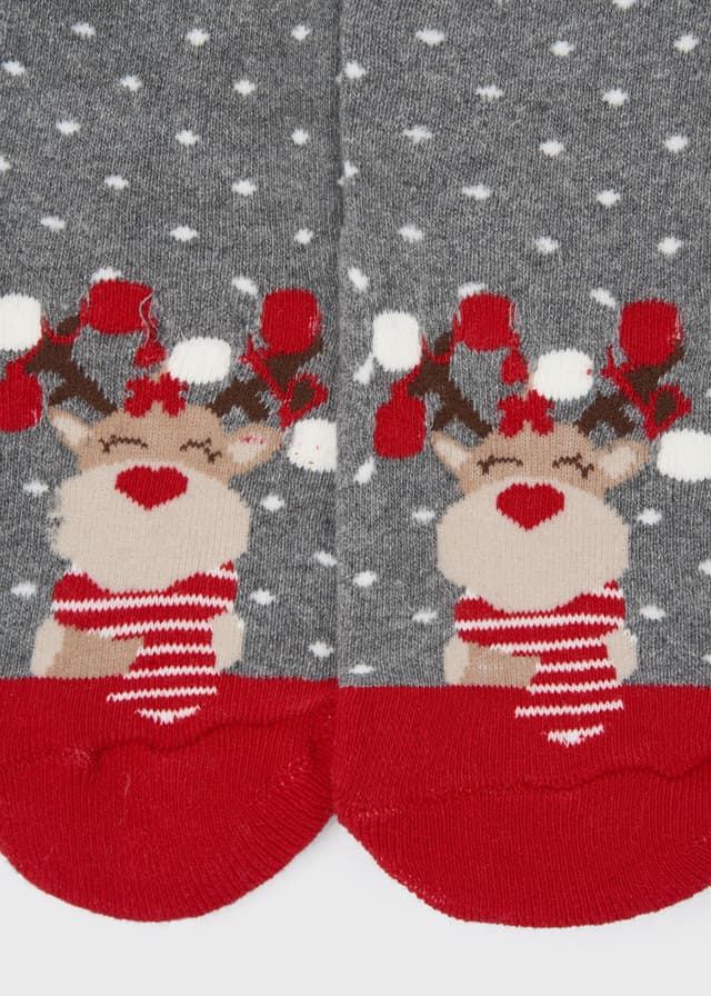 Mayoral girls red non-slip holiday socks, detail