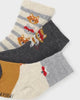 10523 Mayoral Unisex Toddler 3pr Character Ankle Sock Set - Grey Fox