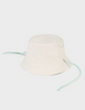 10659 Unisex Baby Reversible Cotton Linen Sun Hat - Eucalyptus Coconut Stripe