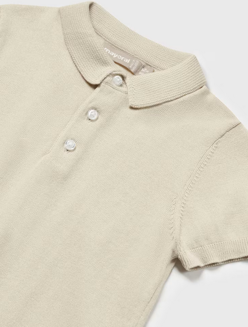 1105 Toddler Boys Sustainable Cotton Knit Polo - Raffia Tan