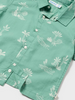 1112 Toddler Boys Sustainable Cotton S/S Button Up Shirt, Tropical Print - Eucalyptus