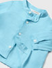1195 Baby Boys Sustainable Cotton Linen Mao Collar Button Up Shirt - Resort Capri Blue