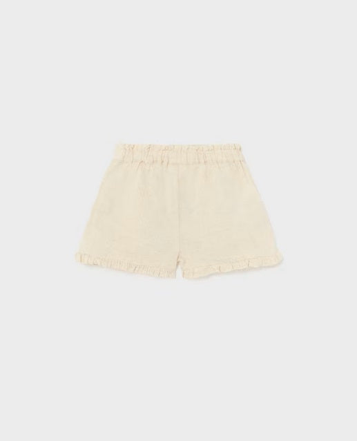 1212 Toddler Girls Cotton Linen Soft Shorts - Natural Chickpea