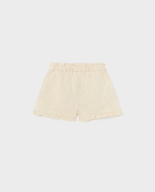1212 Toddler Girls Cotton Linen Soft Shorts - Natural Chickpea
