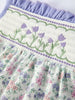 Embroidered Smocked Spaghetti Strap Dress - Purple Tulips