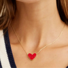 Gold Heart Druzy Stone Charm Short Necklace: White AB