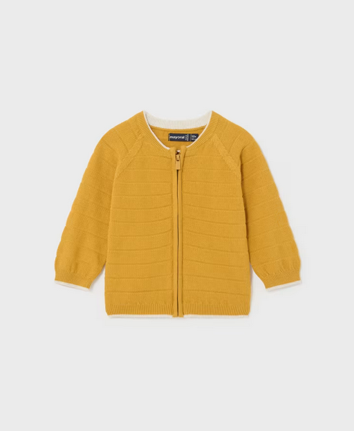 1389 Toddler Boys Sustainable Cotton Zippered Knit Cardigan Sweater - Ochre Yellow