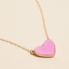 Gold Heart Druzy Stone Charm Short Necklace: White AB