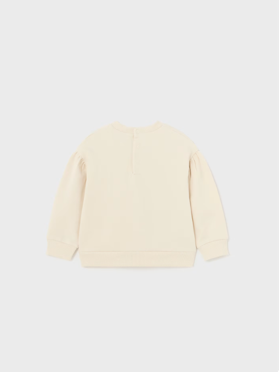 1432 Toddler Girls Sustainable Embroidered Cotton Sweatshirt, Chickpea