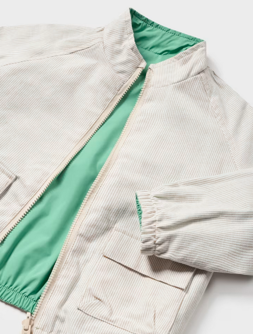 Mayoral toddler boy zippered reversible windbreaker jacket, eucalyptus coconut stripe, view 4
