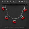 14K Gold Dipped Charm Station Paperclip Chain Necklace: Cherries, Silver adjustable chain boxed gift
