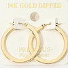 14K Gold Dipped Hypoallergenic Flat Pin Catch Hoop Earrings: Gold