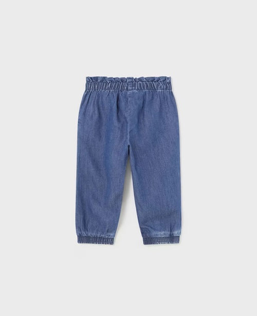 1545 Toddler Girls Eco-Sustainable Cotton Soft Denim Jogger Pants - Dark Wash