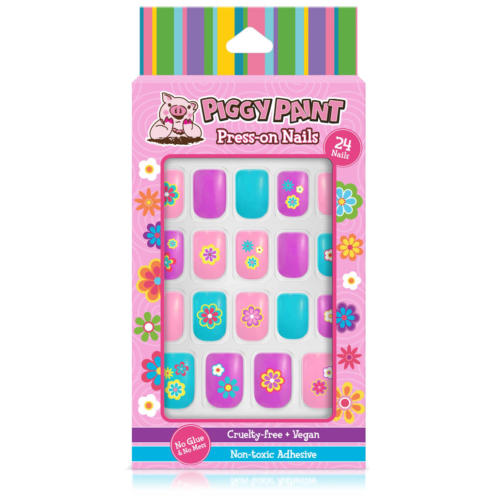 Piggy Paint Non-Toxic Kids Press On Nails - Flower Power