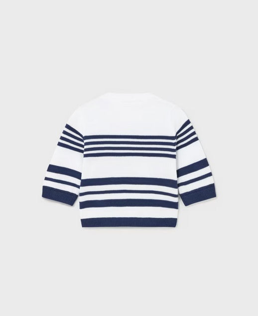 1378 Baby Boys Sustainable Cotton Knit Crewneck Sweater - Navy Stripe