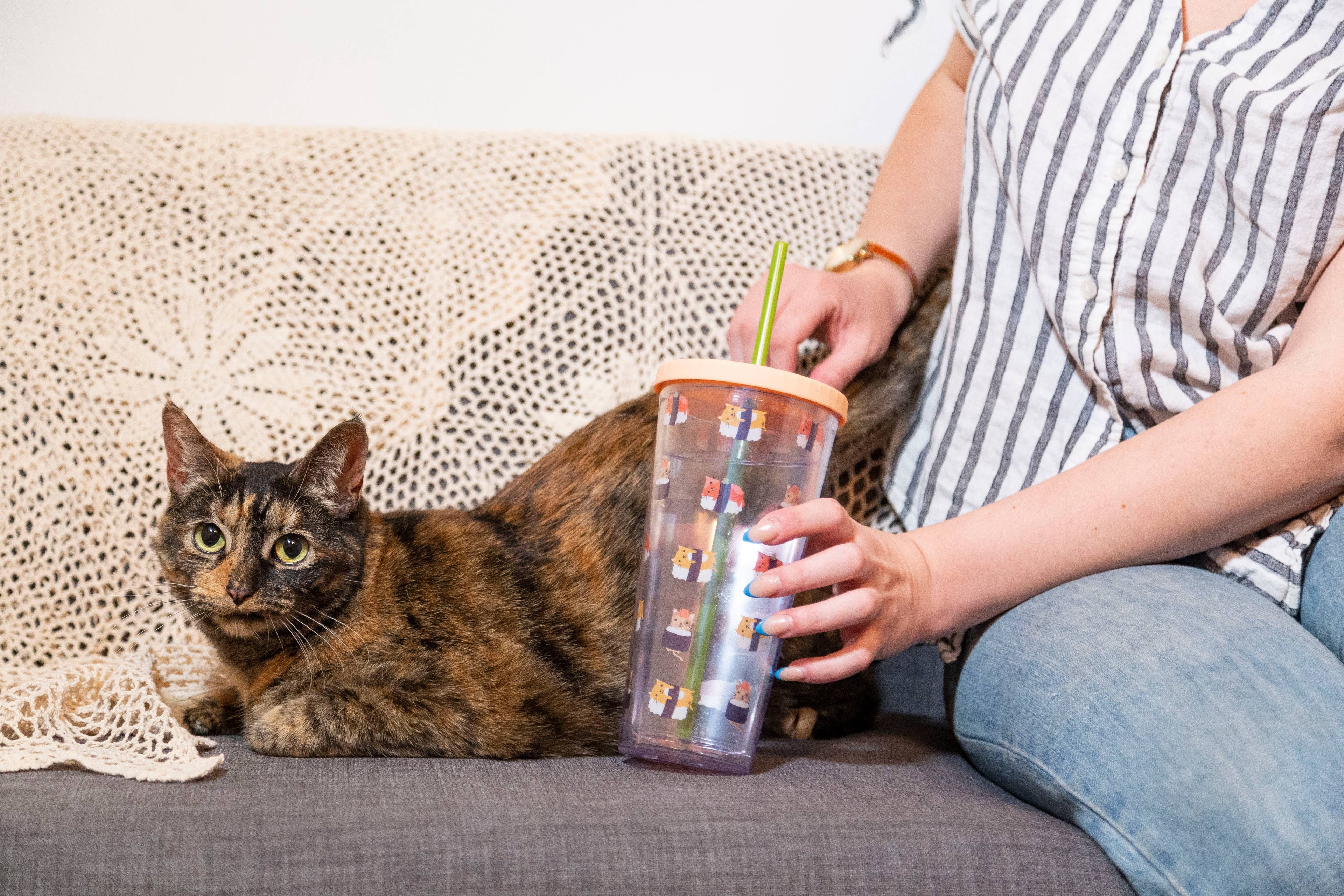 Cat Print Water Tumbler