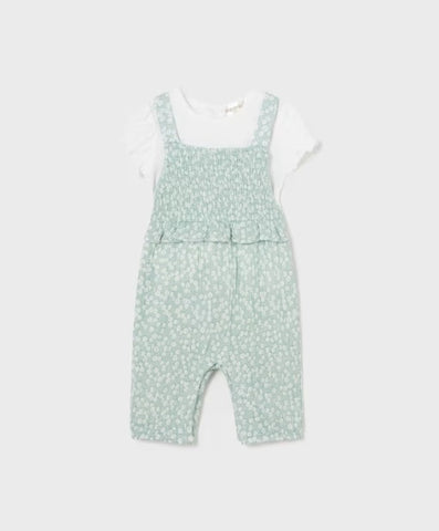 1608 Baby Girl 2PC Overall & TShirt Set - Jade Floral