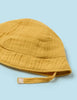1614 UNISEX Baby Sustainable Cotton Muslin Sleeveless Romper w/Sun Hat, Yellow Chickies