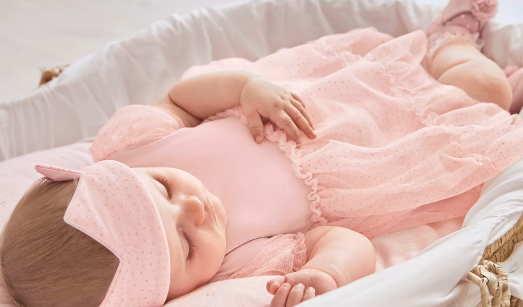 1629 Baby Girl Tulle Bodysuit Dress w/Butterfly Wings & Headband Crown, Nude Pink