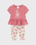 1734 Toddler Girl Open Back Pineapple Print Legging Set - Clay