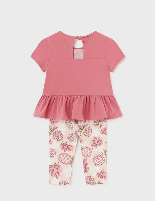 1734 Toddler Girl Open Back Pineapple Print Legging Set - Clay