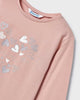 178 Mayoral Mini Girls L/S Metallic Heart Print TShirt - Dusty Pink
