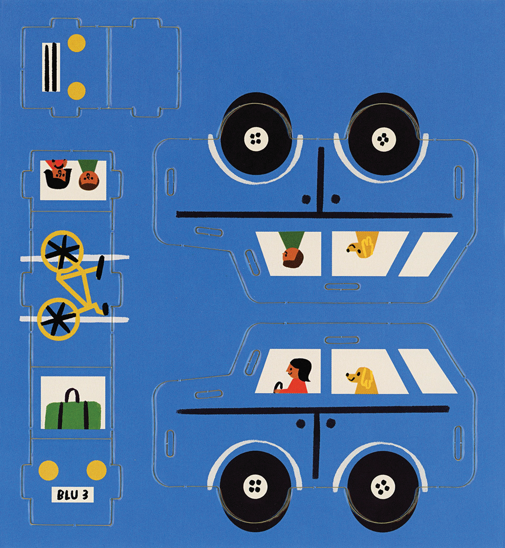 Busy Town 3D Play Set, press-out blue car sheet