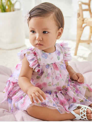 1818 Baby Girl Tulle Floral Dress - Lullaby Lilac