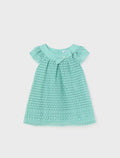 1908 Baby and Toddler Girls Guipure Lace Embroidered Dress - Agate Teal Blue