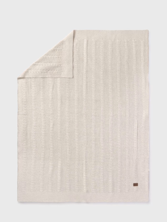 19320 Unisex Sustainable Cotton Baby Heirloom Knit Blanket - Neutral Milk