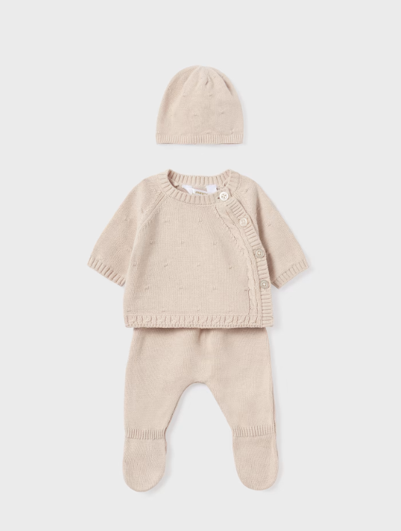 &nbsp;19361 Unisex Organic Cotton Tricot Take-Me-Home 3PC Set Neutral Cream