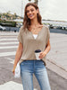 Notched Short Sleeve Knit Top