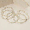 5PCS - Sparkling Faceted Beaded Stackable Stretch Multi Layered Bracelet: Light,Turquoise