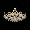 Marquise Stone Pointed Rhinestone Paved Princess Mini Tiara with Comb: Gold Clear
