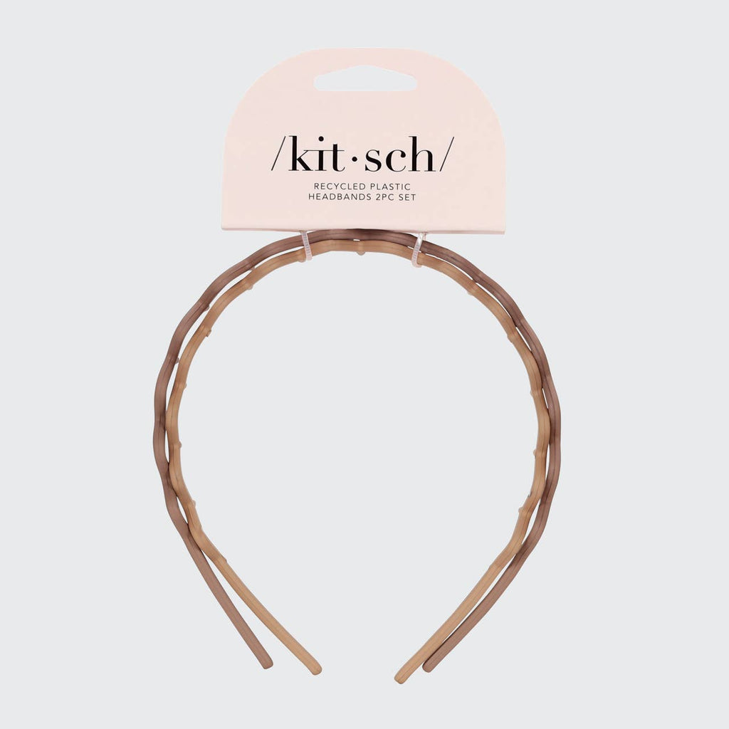 Kitsch Recycled Plastic Non-Slip Zig Zag Headband 2pc - Neutral
