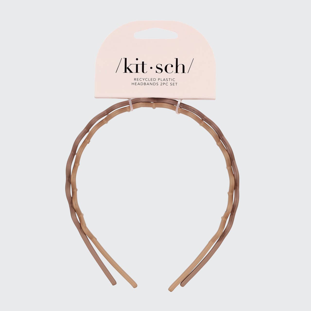 Kitsch Recycled Plastic Non-Slip Zig Zag Headband 2pc - Neutral