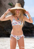 Tween/Teen Reversible Eco-friendly, Sustainable Swim Bralette Top - Malia Natural Tropical Flowers/Orchid Pink