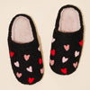 Women's Multi Hearts Home Slippers: Black-Pink