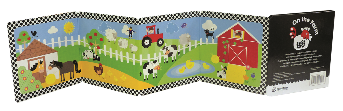 On the Farm fold-out book, colorful farm scene side