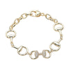 14K Gold Plated CZ Stone Pave Crystal Equestrian Bit Chain Bracelet - Gold