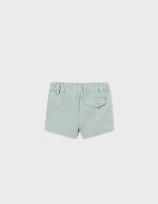 Mayoral baby boy classic twill chino shorts, lagoon, back view