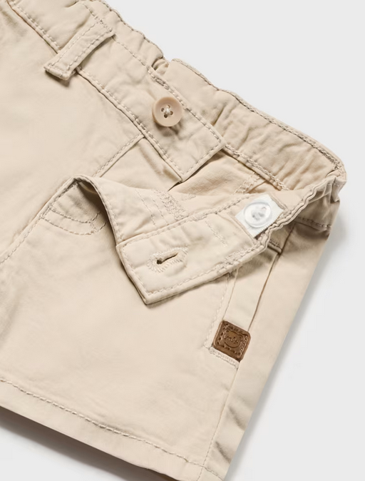 Mayoral baby boy classic twill chino shorts, malta beige, detail