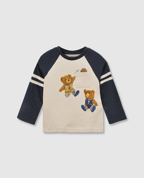 2059 Infant/Toddler Boy L/S Graphic T-Shirt - Basketball Bear Midnight Blue