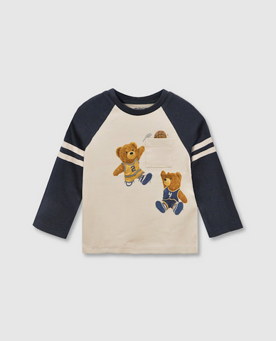 2059 Toddler Boy L/S Graphic T-Shirt - Basketball Bear Midnight Blue