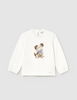 2075 Toddler Girls Eci-Sustainable Cotton L/S 3D Tulle Graphic T-Shirt - Puppy Bow, Cream
