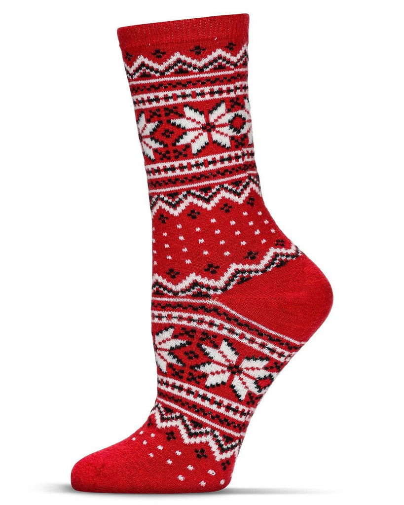 Women's Cashmere Blend Crew Socks - Fair Isle Wintry Frost