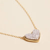 Gold Heart Druzy Stone Charm Short Necklace: White AB