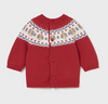 2336 Baby/Toddler Knit Fair Isle Puppy Sweater - Cherry Red Puppy Love