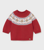 2336 Baby/Toddler Knit Fair Isle Puppy Sweater - Cherry Red